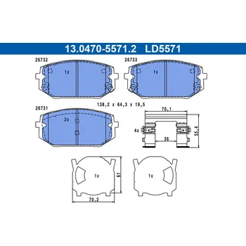 Brzdová destička Sada brzdových destiček, kotoučová brzda ATE 13.0470-5571.2