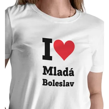 Dámské tričko Dámské triko bílé - I love Mladá Boleslav XL