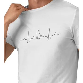 Pánské tričko Pánské triko bílé - Tep kočka 3XL