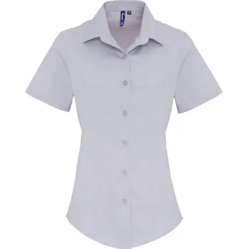 Dámská košile Popelínová elastická halenka s krátkým rukávem PR 346 silver 3XL