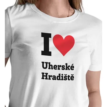 Dámské oblečení Dámské triko bílé - I love Uherské Hradiště XXL