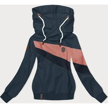 Dámská mikina Šedo-modrá dámská mikina s kapucí (2301) odstíny modré XL (42)