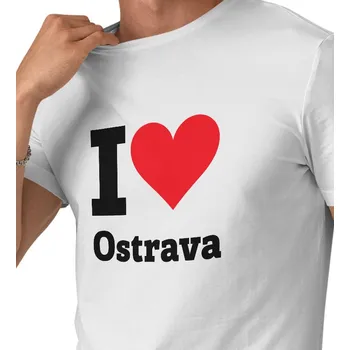 Pánské tričko Pánské bílé tričko - I love Ostrava 4XL
