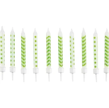 Dortová svíčka Narozeninové svíčky zelené puntíky a vlnky