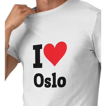 Pánské tričko Pánské bílé triko s nápisem - I love Oslo 4XL