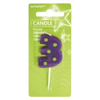 Dortová svíčka Svíčka narozeninová - číslo 3 s puntíky