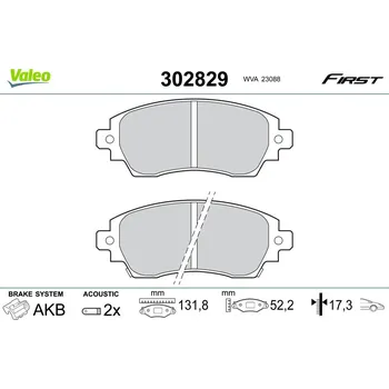 Brzdová destička Sada brzdových destiček, kotoučová brzda VALEO 302829