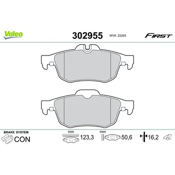 Brzdová destička Sada brzdových destiček, kotoučová brzda VALEO 302955