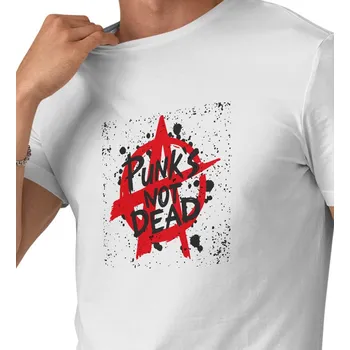 Pánské tričko Pánské bílé triko - Punk´s not dead 3XL