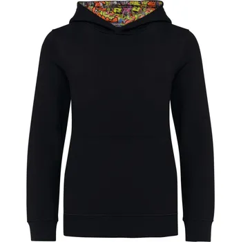 Dívčí mikina Dětská mikina s kapucí K 4014 black-skate graffiti 12/14