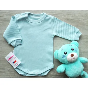 AMÁLKA Bavlněné žebrované body dlouhý rukáv, Mojito Velikost: 74