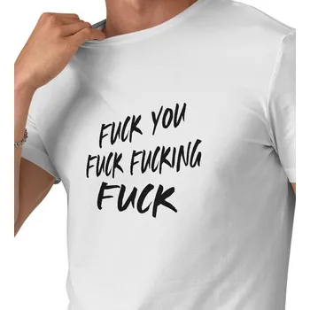 Pánské oblečení Pánské triko bílé- Fuck fucking 4XL
