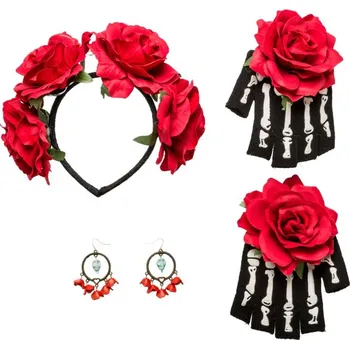 Karnevalový kostým Květinová sada s růžemi a lebkami