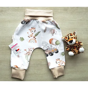 AMÁLKA Elastické rostoucí kalhoty teplákovina, zvířátka s balónky Velikost: 98
