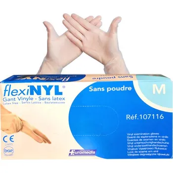Čisticí rukavice NOMESS Rukavice VINYL - ČIRÉ 100ks vel. 8/M pudr