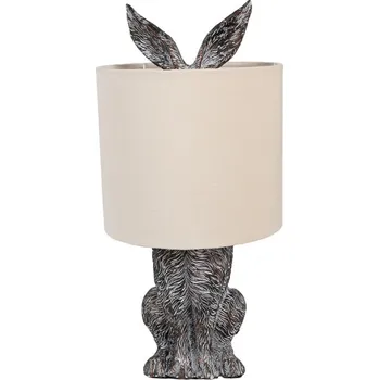 Dekorativní svítidlo Hnědobílá stolní lampa králík s béžovým stínidlem Konijn – 20x43 cm