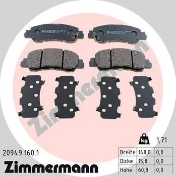 Brzdová destička Sada brzdových destiček, kotoučová brzda ZIMMERMANN 20949.160.1