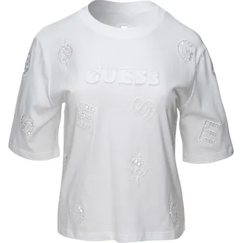 Dámské tričko Dámské Tričko s krátkým rukávem GUESS PEONY BOXY TEE V4YI16I3Z14-P0HH – Bílá L