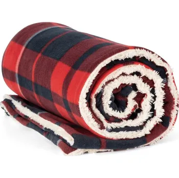 deka Fleecová deka Sherpa KP 431 red-navy onesize