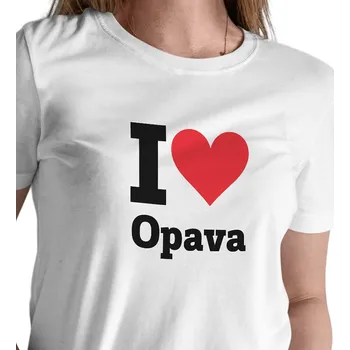 Dámské tričko Dámské triko bílé - I love Opava 3XL