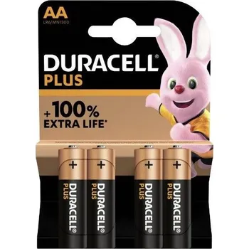 Článková baterie Baterie jednorázová alkalická, tužková, AA, 1.5V, Duracell, blistr, 4-pack, MN1500B4, Plus Power