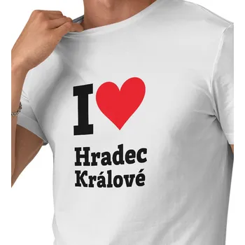 Pánské oblečení Pánské bílé tričko - I love Hradec Králové XXL