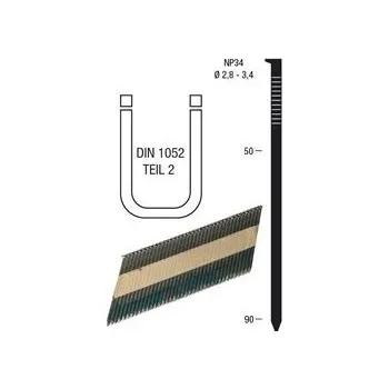 Hřebík Hřebíkový pás NP34, 3,1 x 90 mm, ošetřen pryskyřicí, papírový spoj, 34 stupňů (4000 ks)