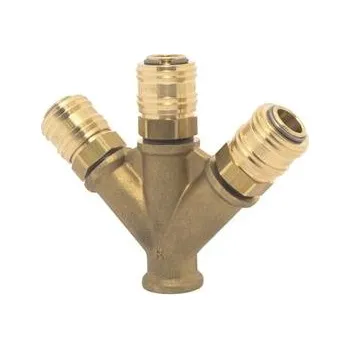 Kompresor Rozdělovč stlačeného vzduchu mosaz s IG 3/8" a 3 Euro spojkami