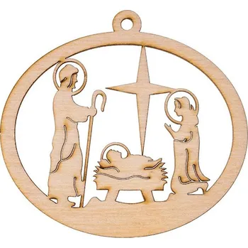 Vánoční dekorace Dřevěná vánoční ozdoba - betlém