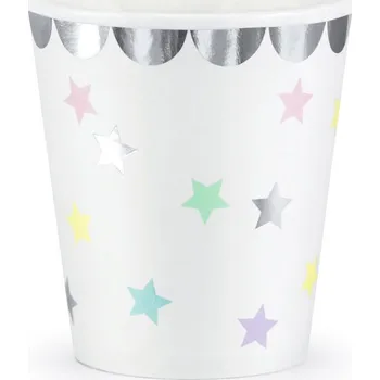 Party dekorace Bílé kelímky - hvězdičky
