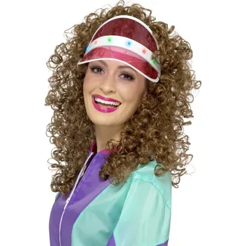 Karnevalový doplněk Růžový retro kšilt - svítící