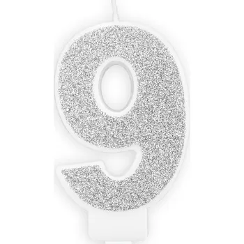 Svíčka Svíčka s číslem stříbrná - 9