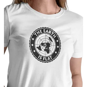 Dámské tričko Dámské bílé triko - The earth is flat XS