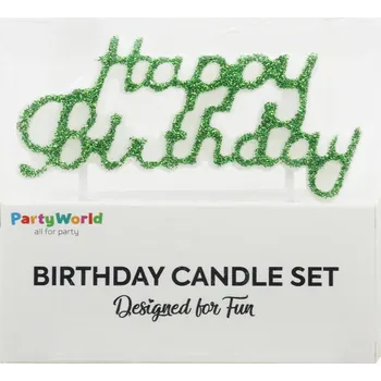 Svíčka Narozeninová svíčka - zelená, třpytivá