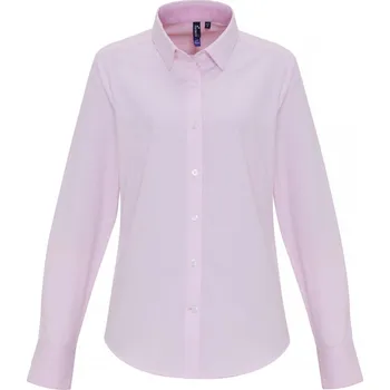 Dámská halenka Oxford pruhovaná halenka s dlouhým rukávem PR 338 white-pink XL