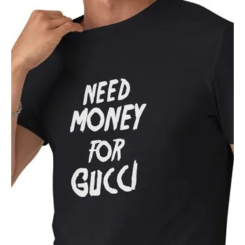 Pánské tričko černé - Need money for Gucci XXL