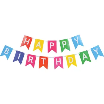Girlanda vlajky - "Happy birthday" Barevná