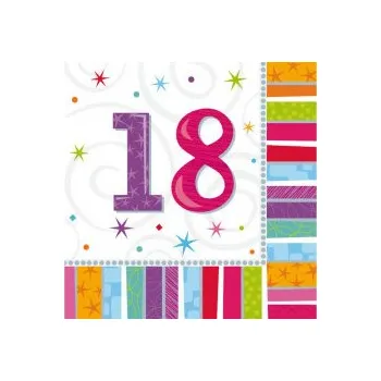 Papírový ubrousek Ubrousky narozeninové - 18 let, barevné