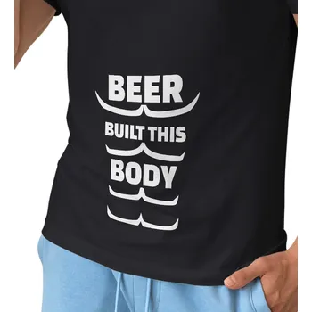 Pánské tričko Pánské černé triko - Beer built this body L