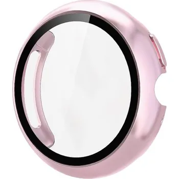 Příslušenství k chytrým hodinkám VSECHNONAMOBIL 119818 PC FULL COVER Plastový kryt se sklem pro Google Pixel Watch 4 45mm metalický růžový