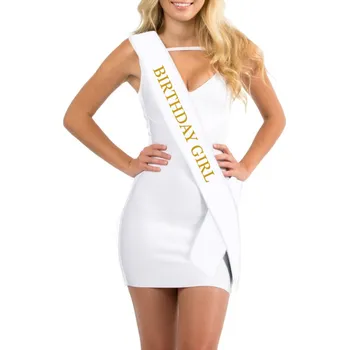 Party dekorace Narozeninová bílá šerpa - Birthday girl