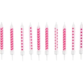 Dortová svíčka Narozeninové svíčky růžové puntíky a vlnky