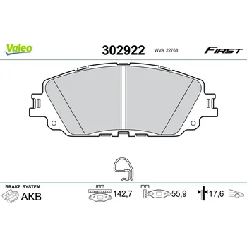 Brzdová destička Sada brzdových destiček, kotoučová brzda VALEO 302922