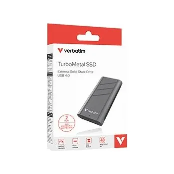 Externí pevný disk SSD Externí Verbatim TurboMetal SSD, 32022, 2000GB, Nero Backup, Stříbrná, obsahuje USB C, M.2, USB C