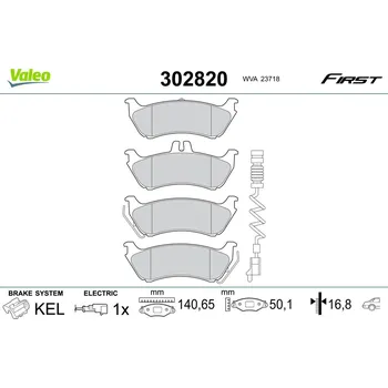 Brzdová destička Sada brzdových destiček, kotoučová brzda VALEO 302820