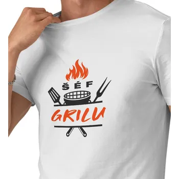 Pánské tričko Pánské triko bílé - Šéf grilu 4XL