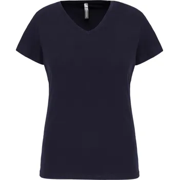 Dámské tričko Dámské elastické tričko s výstřihem do V K 3015 navy S