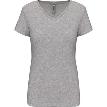 Dámské tričko Dámské elastické tričko s výstřihem do V K 3015 light grey heather XXL