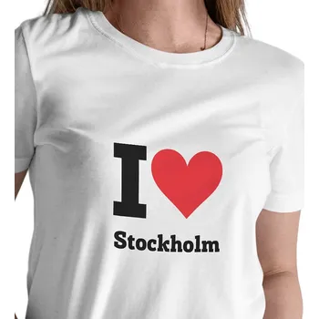 Dámské bílé triko s nápisem - I love Stockholm XXL