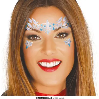 Karnevalový doplněk Modré třpytivé kamínky na obličej